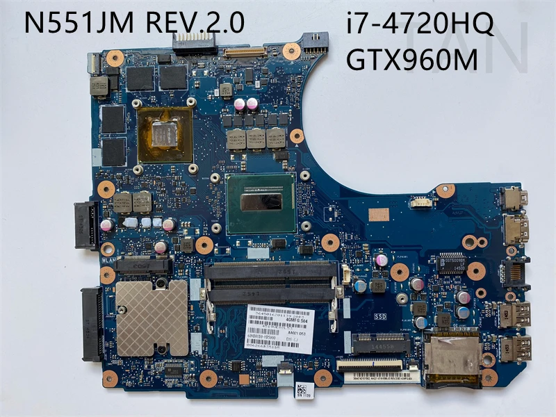 Материнская плата для ноутбука ASUS N551JM с процессором i7-4720HQ GTX960M GPU DDR3 полностью