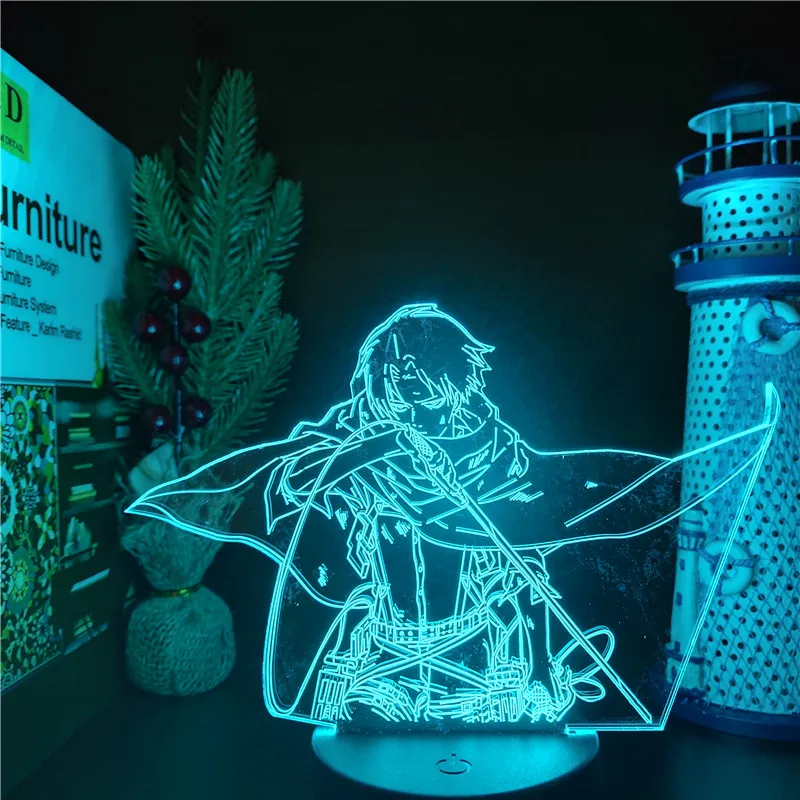 Attack On Titans LED Lamp Levi Ackerman 3D Anime Night Light Bedroom Decor Kid Lampe Home Decoration Lampara De Noche Dormitorio