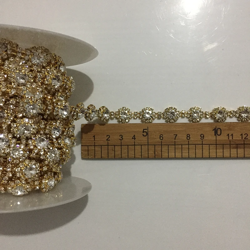 10Yards Rose Gold Crystal Rhinestone Trim Bridal Trim Silver Crystal Chain Rhinestone Applique Rose Gold Trimming