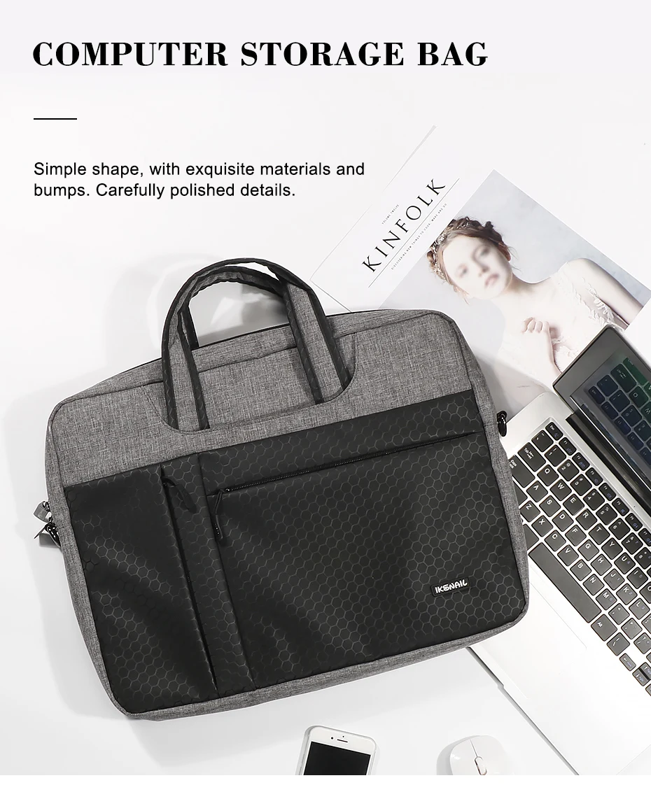 IKSNAIL сумка для ноутбука 15,6 дюймов, водонепроницаемая сумка для ноутбука Macbook Air Pro 13 15, сумка через плечо для компьютера, портфель, сумка