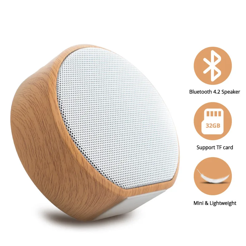 

Bluetooth Speaker Portable Wood Stereo Mini Wireless Bluetooth Bass Speaker Hands-Free TF Card Player AUX USB