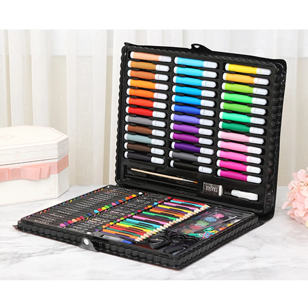 150 шт./компл. Детский рисунок художественный маркер ручка кисти искусство Рисование инструмент для живописи маркеры восковой карандаш масляная пастель набор Новогодний подарок