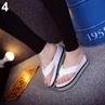 Женские летние сандалии на танкетке в полоску; Вьетнамки; пляжная обувь с открытым носком; тапочки; женская летняя нескользящая обувь на платформе; сланцы - Цвет: White 5