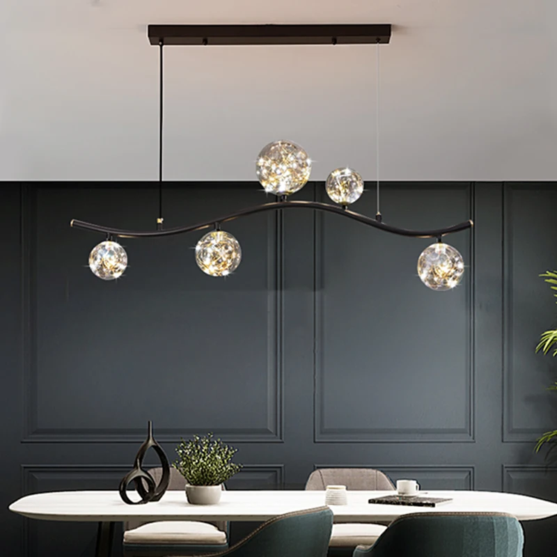 

Modern Glass Ball Gypsophila Led Pendant Lights Lustre Dining Room Bar Cafe Indoor Lighting Decor Lamp Hanging Light Fixture