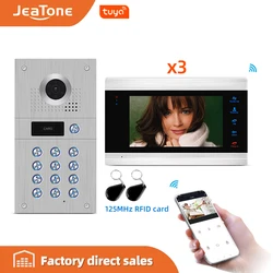 Jeatone sistema de intercomunicação para vídeo, 1 3 polegadas, wi fi, ip, monitor inteligente, porta telefone, gravação de vídeo, suporta destravamento remoto ios/android