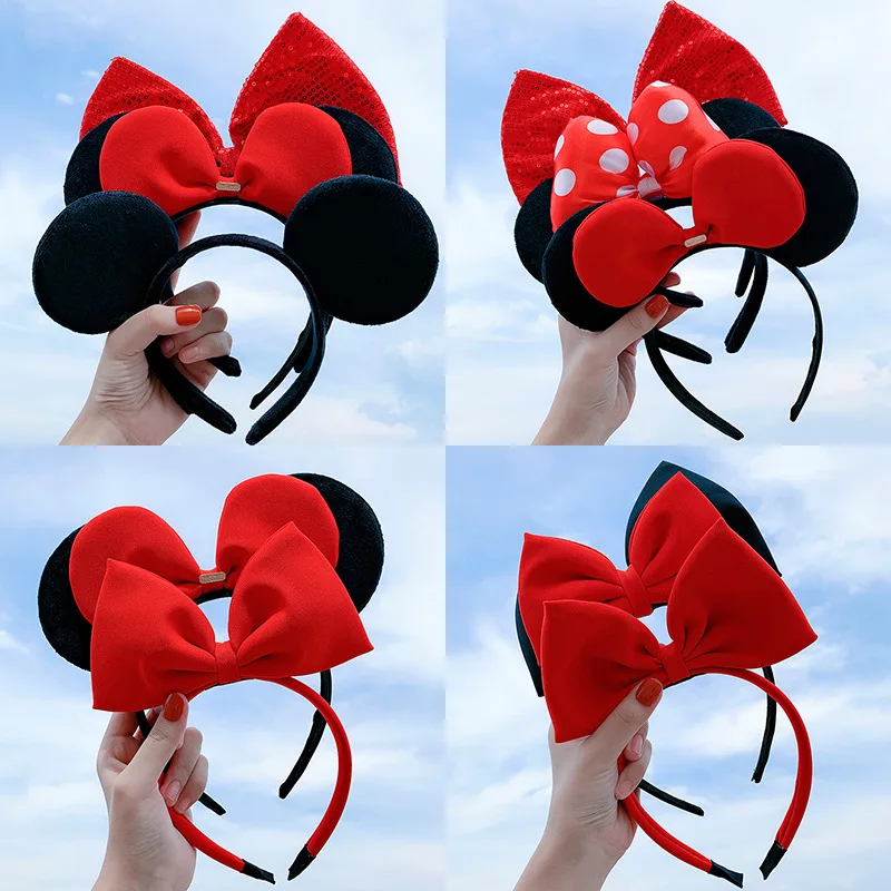 Star with the same paragraph red bow hairband female cute sweet simple hairpin wash face bow tie stereo headband headwear