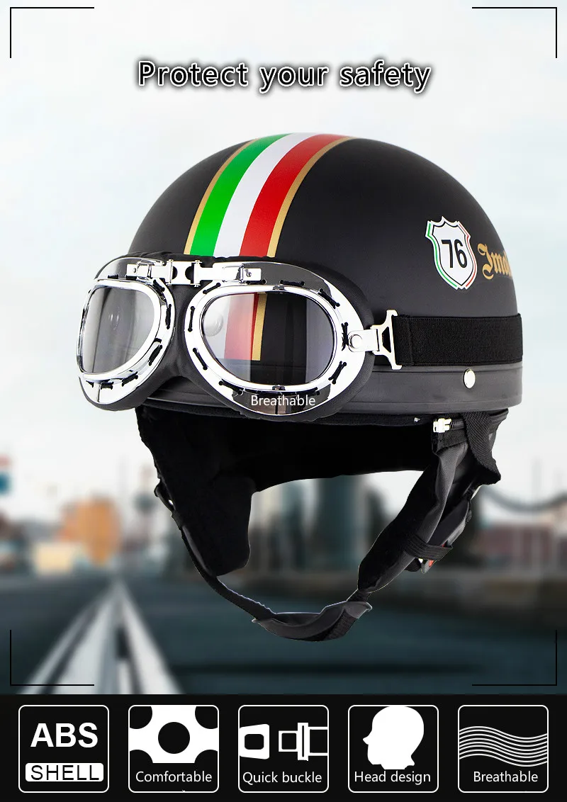 Casco Глобальный Лидер продаж moto rcycle шлемы открытый уход за кожей лица каск ретро Половина мото с очками шарф из кожи мото крест шлем capacete