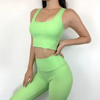 

Yoga Set Women 2 Piece Gym Sportwear Fitness Suit Athletic Active Leggings Tank Top Striped Workout Clothes Sport Outfit 2020