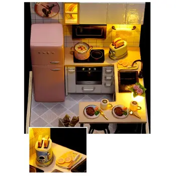 

DIY Cabin Architectural Model Toys Wooden Kit Mini Doll House Hand-assembled Toy E65D