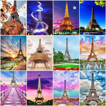 

AZQSD Adult Painting By Numbers DIY Unframe Tower Acrylic Paint Handpainted Gift Coloring By Numbers Landscape Decor For Home