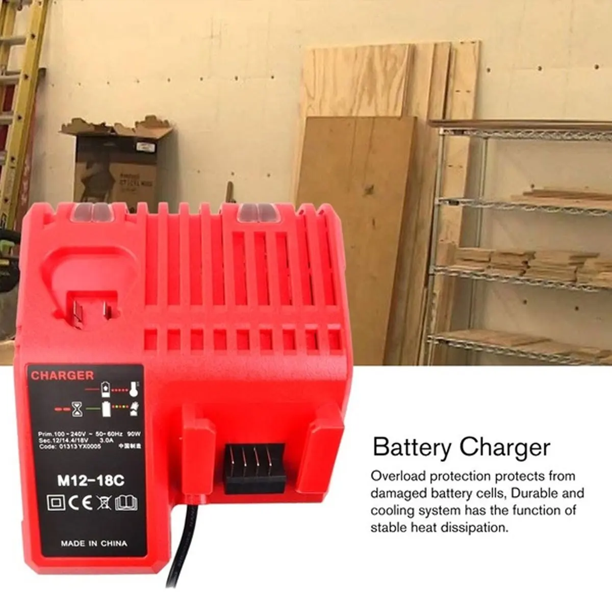 

Replacement Charger 110V-240V 2.0Ah 4.0Ah 14.4V 18V Li-ion Battery for Milwaukee for M12-M18C 48-11-2401 48-11-2402 Tool Battery