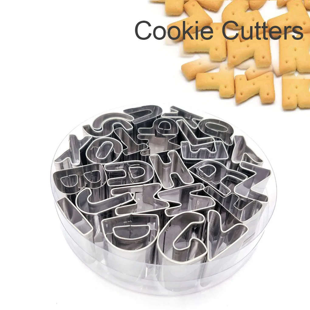 9/26pcs Stainless Steel Alphabet Letter Cookie Cutters Mold Biscuit Number Cutter Set Cake Decorating Moulds Fondant Cutter Set