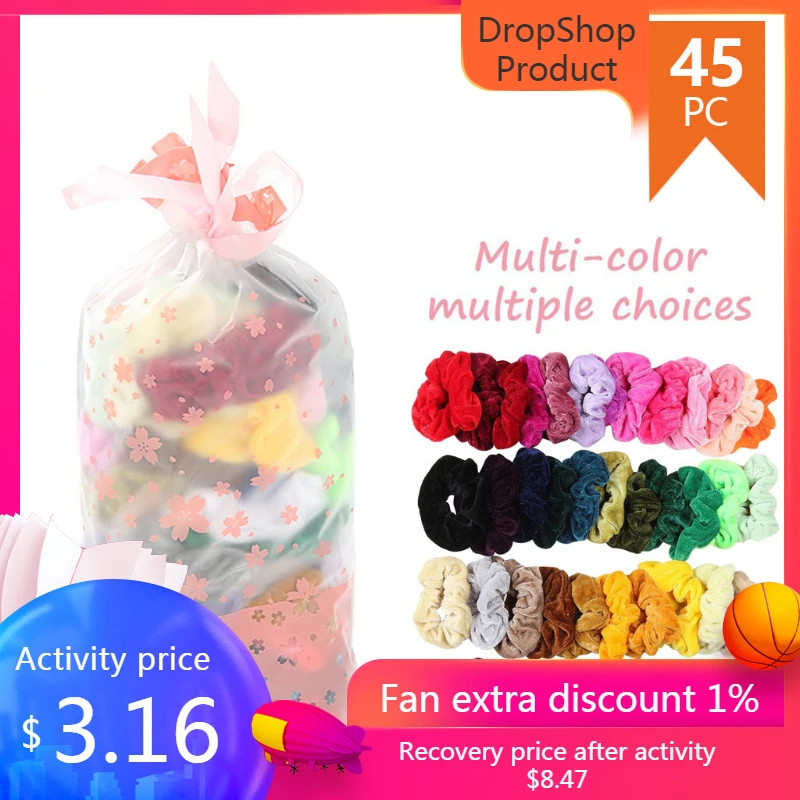 

45Pcs/lot Fine Cheap Velvet Elastic Hair Bands Scrunchy Hair Rope for Women Girls Hair Grooming diademas para el pelo mujer