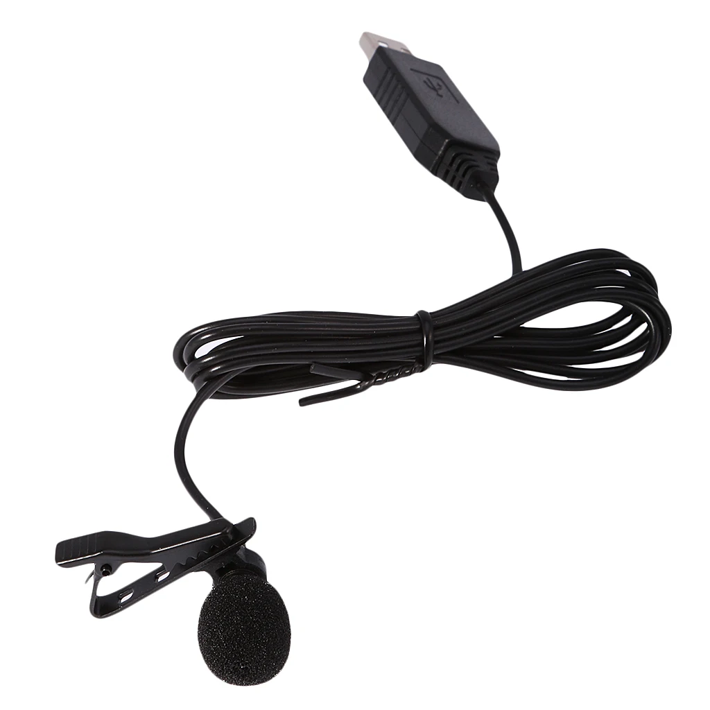Portable External USB Hands-Free Mini Wired Collar Clip Tie-clip Lapel Lavalier Microphone Mic For PC Laptop Lound Speaker