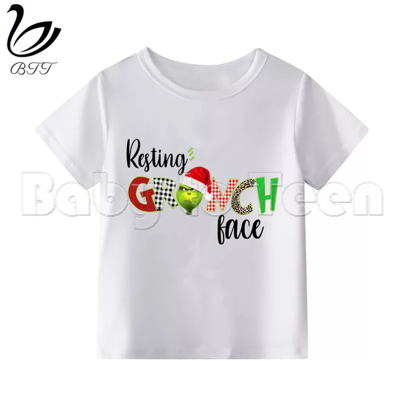 Grinch/детская футболка для маленьких мальчиков Модная белая футболка с короткими рукавами и рисунком забавная футболка для девочек повседневные футболки