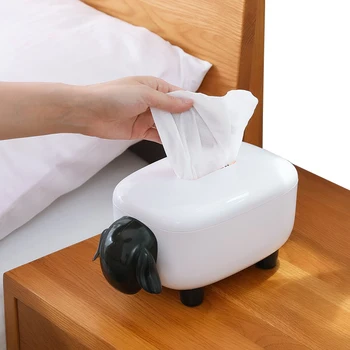 

XUNZHE Simple Cute Lamb Tissue Box European Paper Home Office Desk Accessory KTV Hotel Car Removable Tissue Box Tray Holder