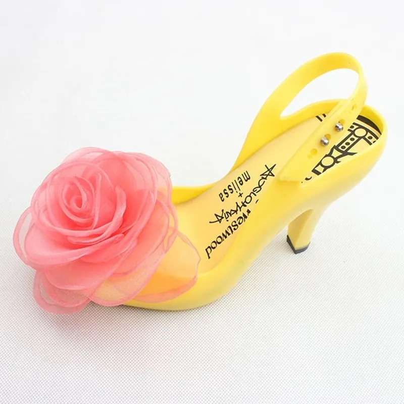 Женские туфли-лодочки на высоком каблуке с открытым носком, украшенные шелковыми цветами; босоножки на пятке; прозрачная обувь; пикантные летние туфли; 11 цветов; A1586