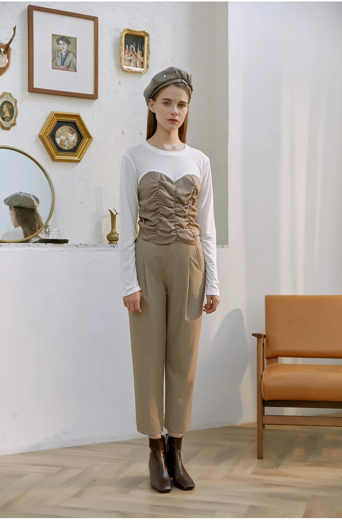 [DEAT] High Waist Pocket Pleated Ankle-Length Trousers New Loose Fit Harem Pants Women Fashion Tide Spring Autumn 13E200