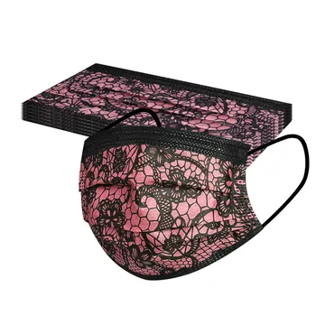 

10PCS Kids Children's Mouth Masks Disposable Face Mask Lace Print 3 Ply Ear Loop Non-woven Mask Unisex Breathing Face Cover