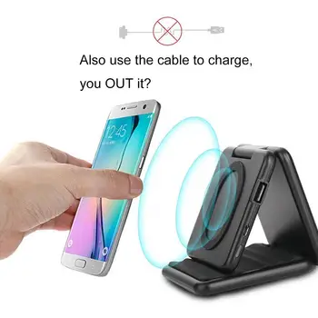 

2in1Fast Wireless Charger Foldable Power Bank Qi Quick Charger For iPhoneX Samsung Galaxy Note 8/S8 PlusDesktop Dock Charger