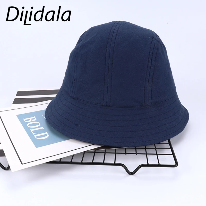 Dilidala летняя Солнцезащитная Мужская Рыбацкая шляпа для женщин дикая Тонкая Повседневная пляжная шляпа сплошной цвет Мужская шляпа-Панама черная