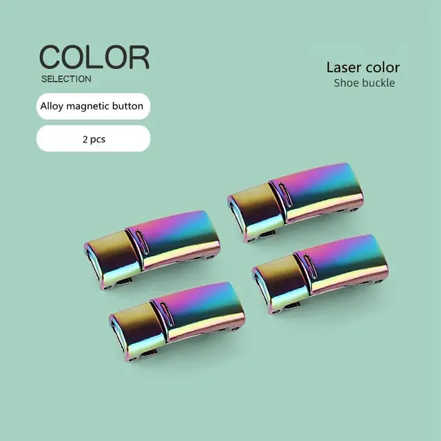 New Upgrade Magnetic Buckle Latex Rubber Band Elastic Laces Sneakers Laces Without Tying Kid and Adults Are Available Shelaces Laser color 2pcs