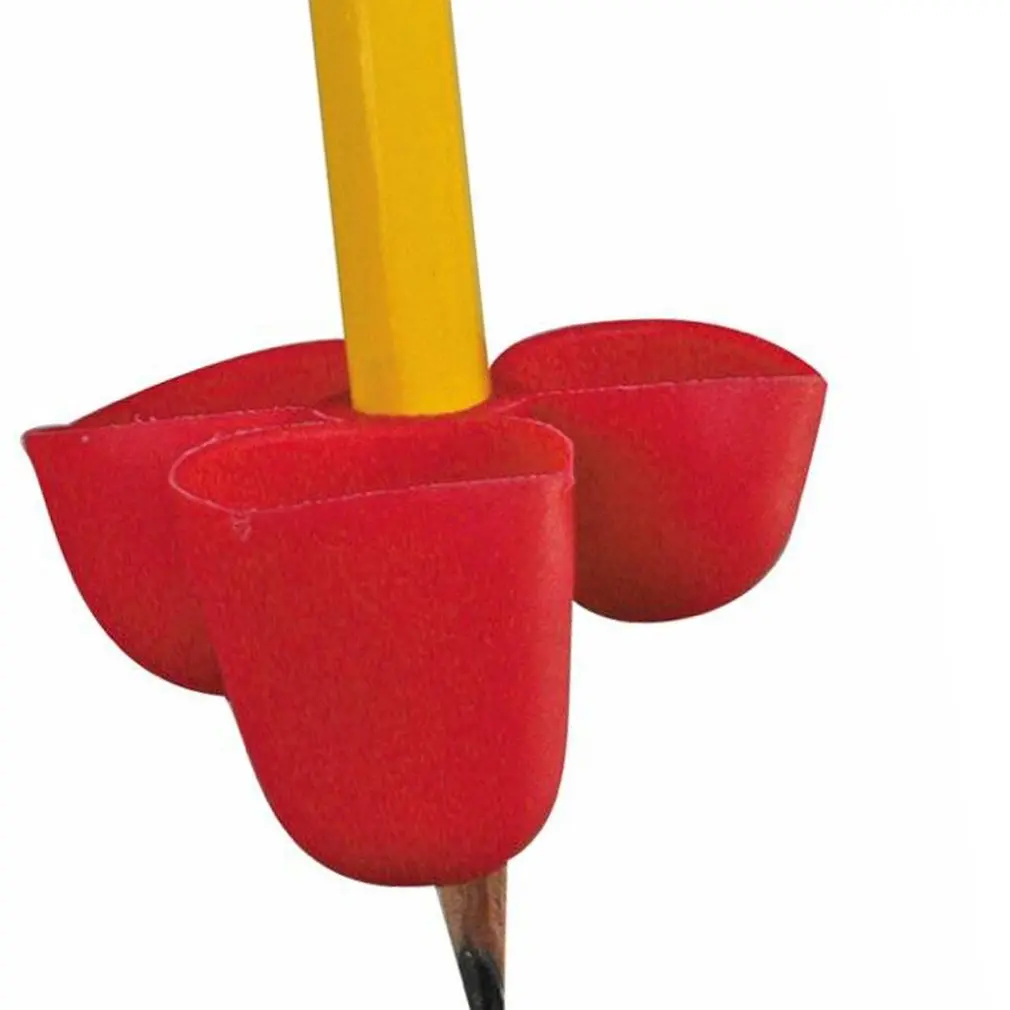 1Pcs Red Детский держатель для карандашей инструменты силиконовые три пальца Эргономичные инструменты для коррекции осанки карандаш захват для помощи в письме - Цвет: 1Pcs Red