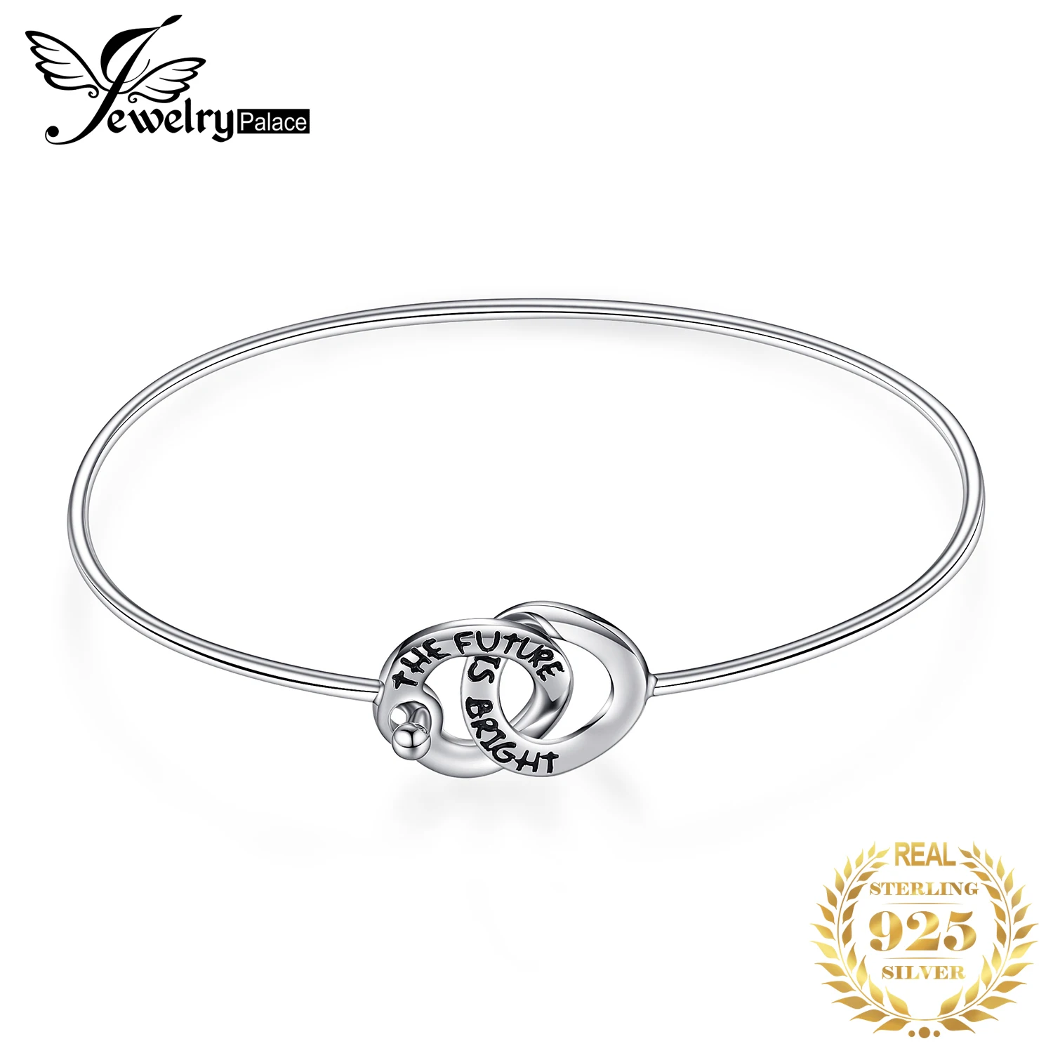JewelryPalace выгравированы будущее яркий переплетены Два Круглый браслет 925 пробы Серебряный Подарок для женщин Лидер продаж