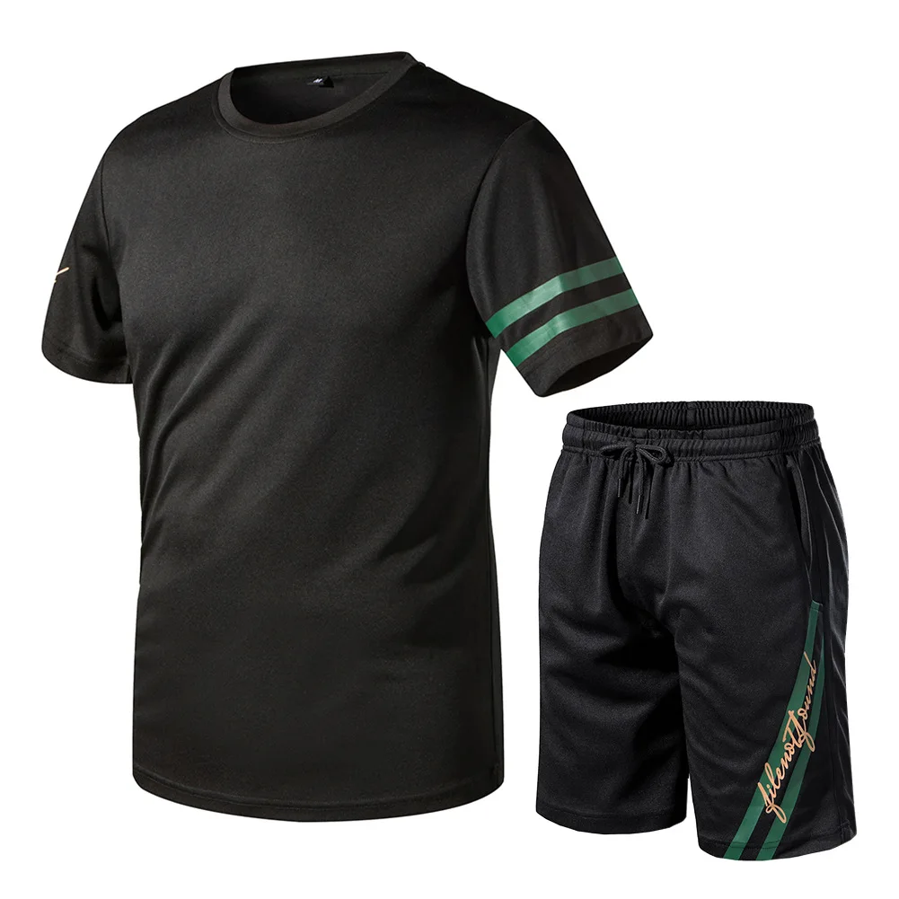 Men's Sports Suit Summer Short Sleeve T Shirt Shorts Mens 2 Piece Short Set Print Sportswear Tracksuit Men Outfits Clothing
