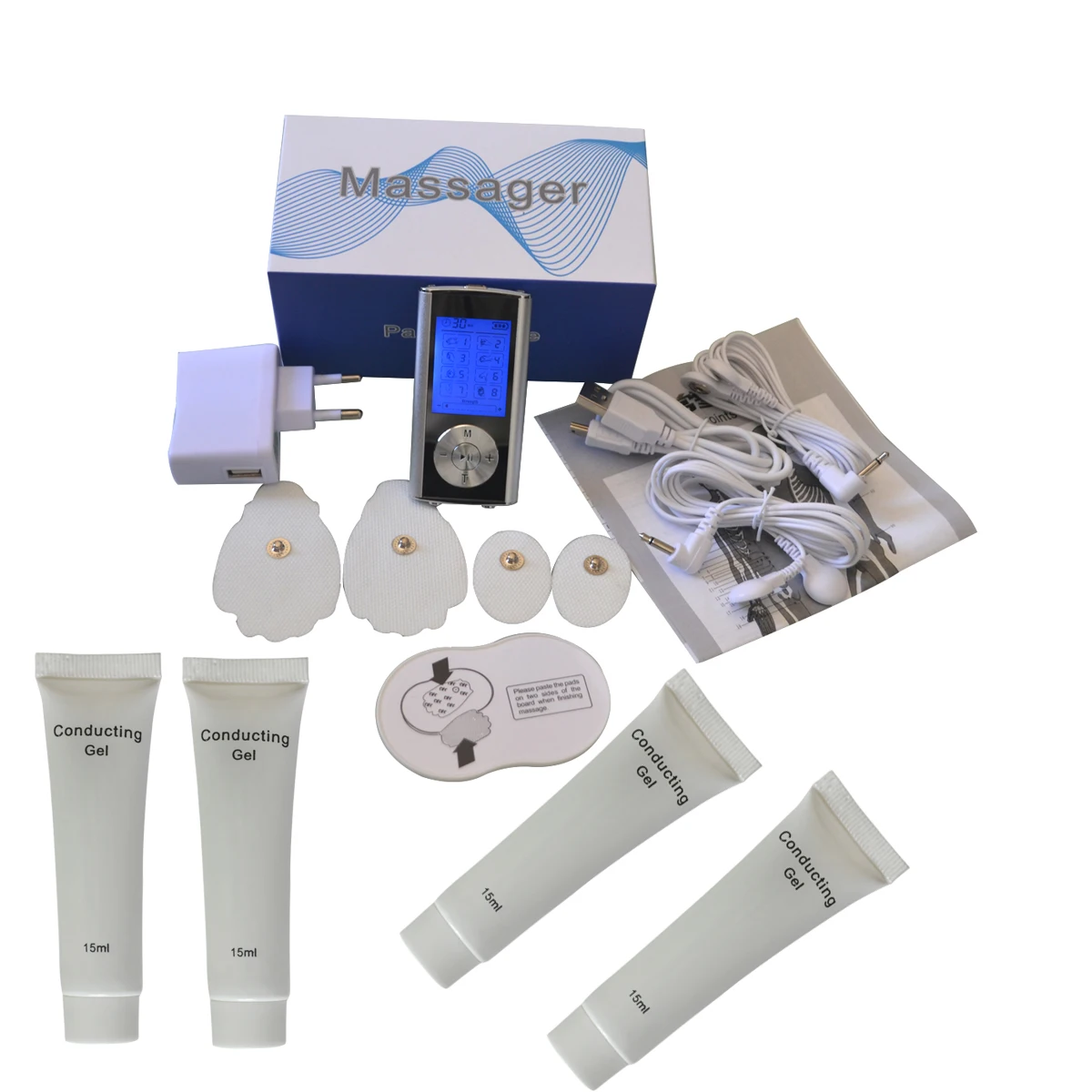 

8 Modes Dual Output Electrical Massager Physiotherapy Instrument Vibrate Acupuncture Massage + 4pcs Conductive Paste