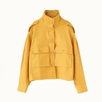 

Woah 2019 QJ70-8151 European and American fashion splicing collar jacket pocket