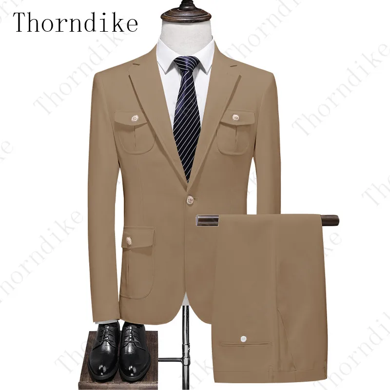 suit 11 Thorndike Tide мужские красочные модные свадебные костюмы размера плюс 5XL желтый розовый зеленый синий фиолетовый костюмы пиджак и брюки смокинги - Цвет: suit 11