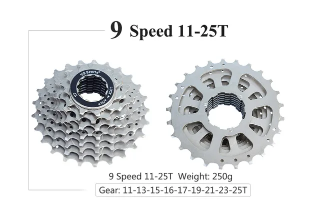 9 Speed 11-25T K VG Спорт 8 9 10 11 скоростной дорожный велосипед свободного хода дорожный велосипед кассета велосипед свободного хода велосипед Звездочка cog велоцидад cdg свободное колесо - Цвет: 9 Speed 11-25T K