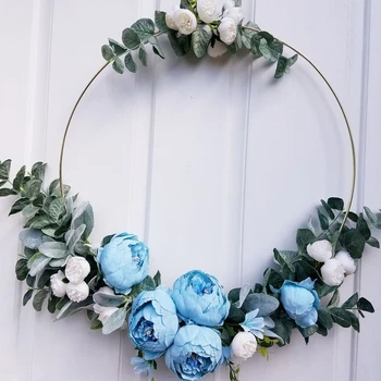 

20-40cm DIY Gold Metal Iron Ring Portable Garland Birthday Party Baby Shower Wedding Bride To Be Flowers Wreath Handmade Decor