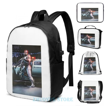 

Funny Graphic print Robocop USB Charge Backpack men School bags Women bag Travel laptop bag