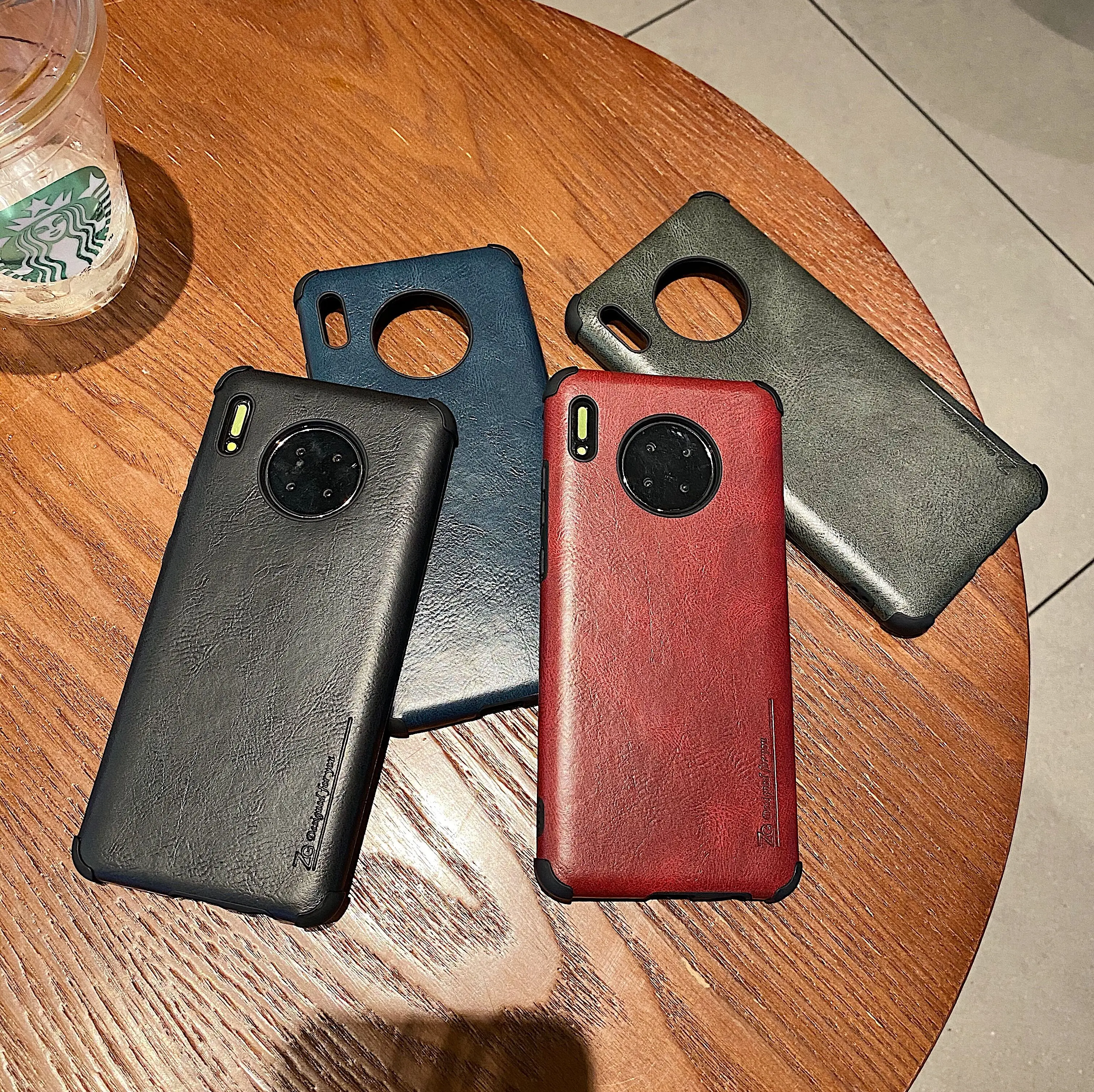 Anti Sidik Jari untuk Huawei Honor Bermain 4T Soft TPU + PU Kulit Kembali Meliputi Mate 20 Pro 9X 30 V20 30S X10 Menikmati Z V30