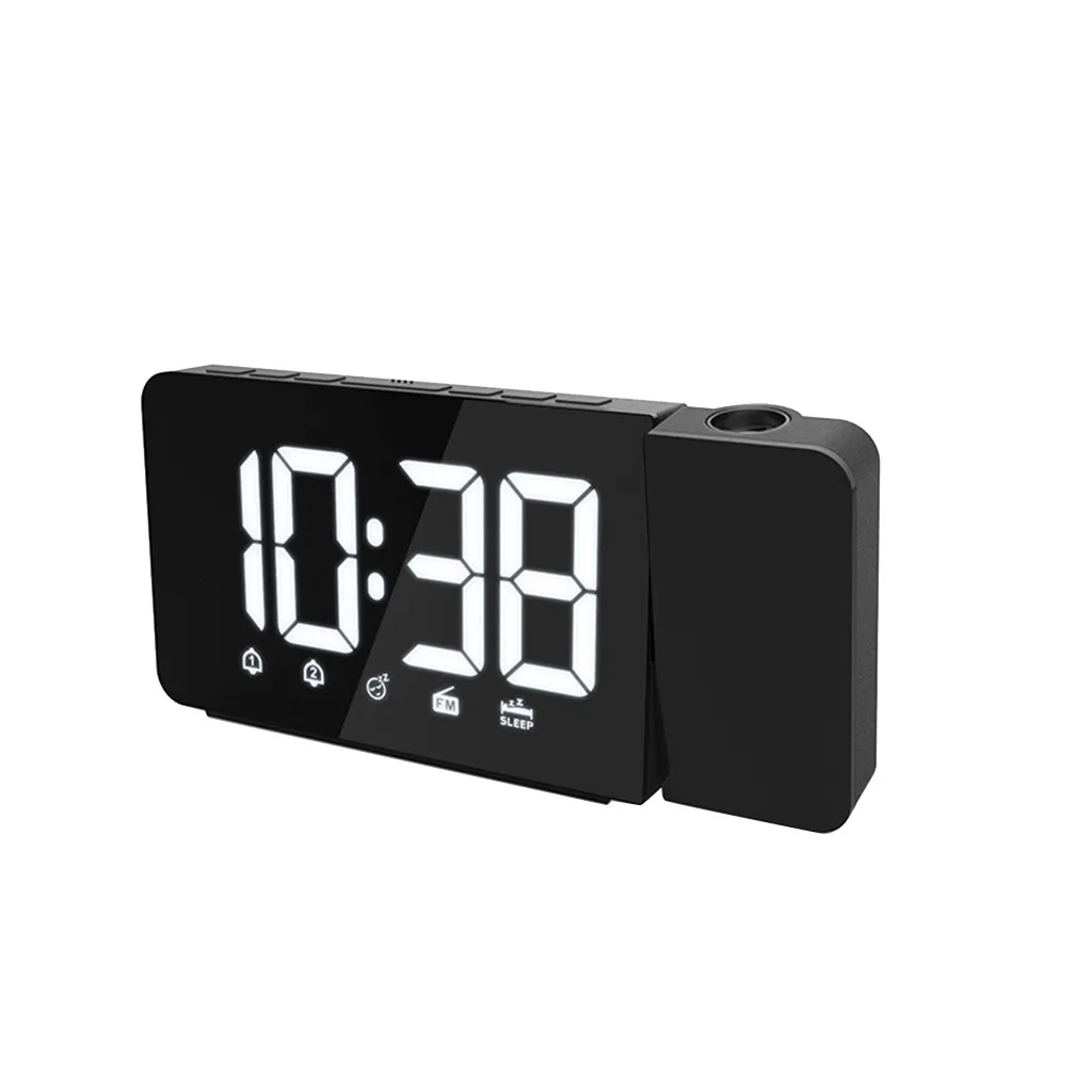 Горячая Распродажа светодиодный цифровой будильник USB проекционные часы светодиодный цифровой будильник вращающийся двойной будильник fm-радио