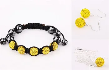

ry34nt Jewelry Free Shipping 10mm Micro Pave Disco Ball crystal Set Bracelets+Earring+Necklace For Women DDE Hotsale