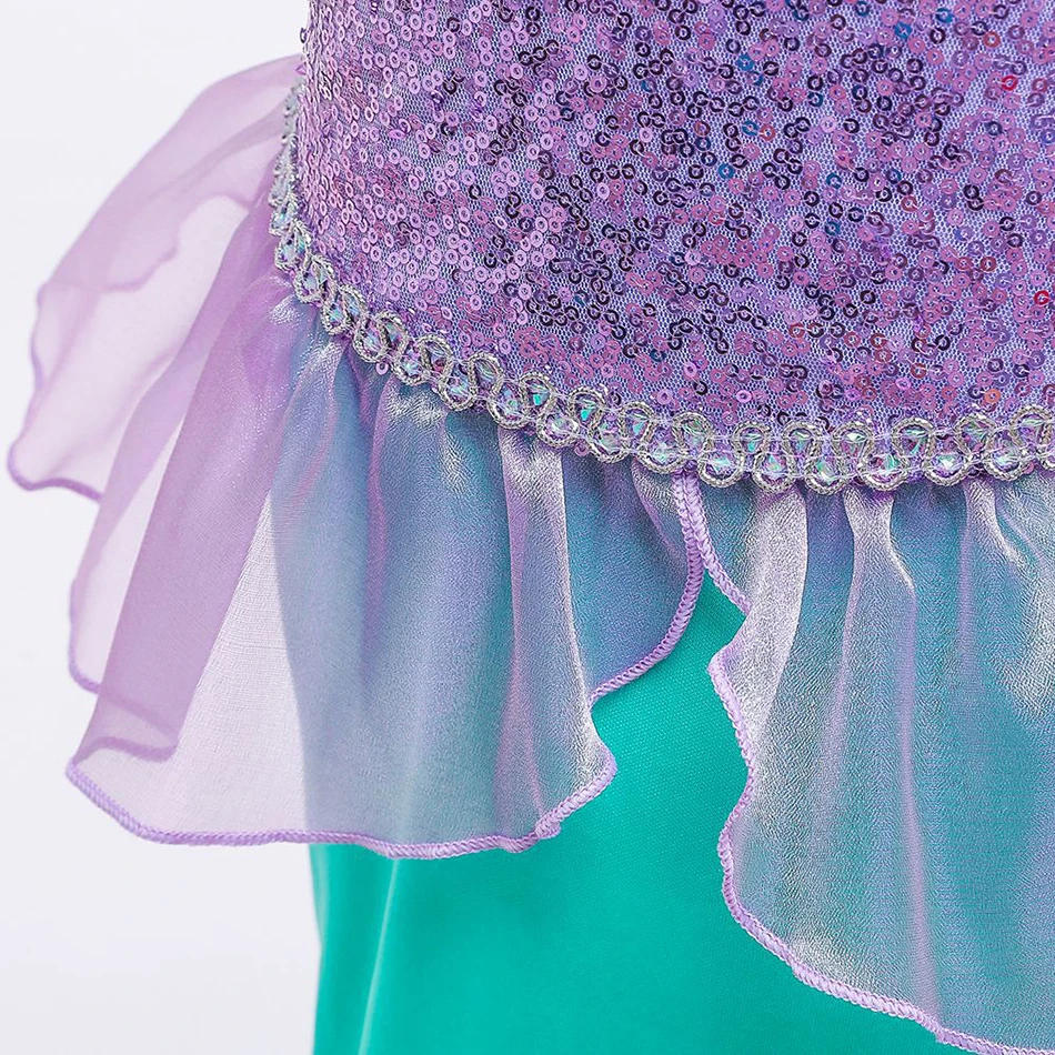 Girls Kids Pearl Diary Ariel Little Mermaid Dress Costume Princess Dress up Children Party Cosplay Gown Tulle Fancy Dresses 2-8Y