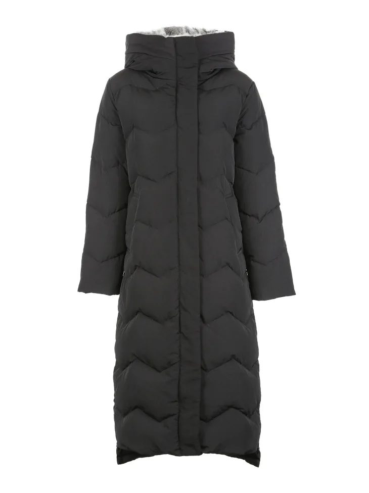 Vero Moda Съемный капюшон из кроличьего меха Чистый длинный пуховик | 318312507