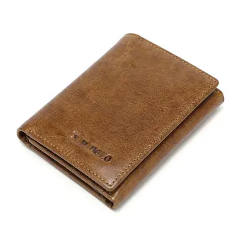 

New Genuine Leather Men Wallet Zipper Coin Purse Short Mini Card Holder Wallets Quality Cowhide Leather Male Wallet for men