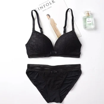 

Sexy Push Up Bra Set Brand Deep V Brassiere Women Underwear Set Lace Embroidery Flowers Lingerie