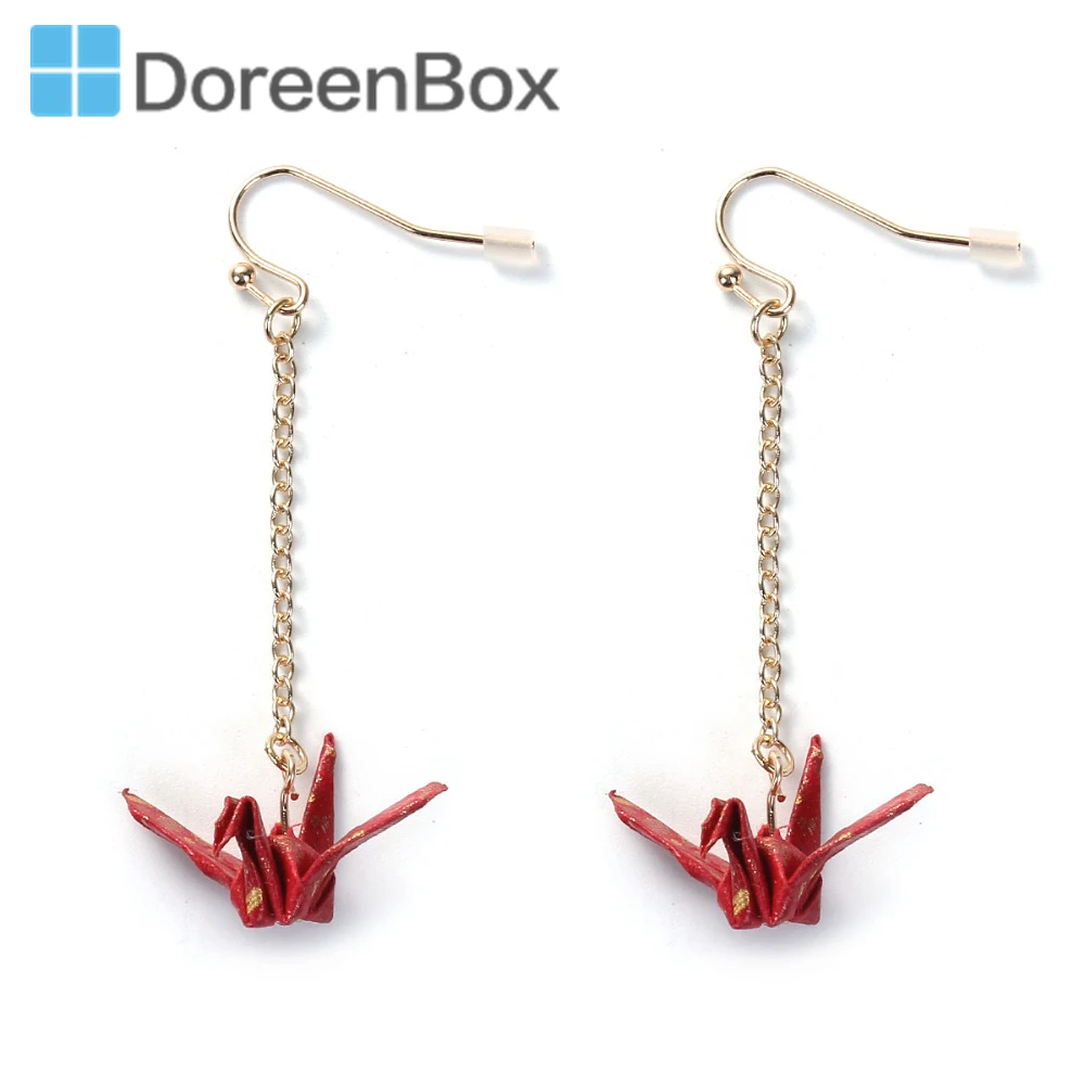 Серьги DoreenBeads в японском стиле, серьги-капли золотого цвета, оригами, кран 58 мм x 30 мм, размер стойки/проволоки:(21 калибр), 1 шт