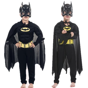 

2019 Children Vampire Muscle Batman Costumes & Masks Cape Boy Superhero Cosplay Halloween Masquerade Party Superman Costume
