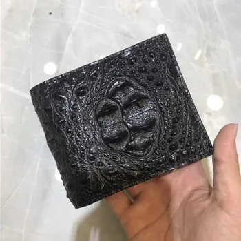 

Authentic Exotic Crocodile Skin Men's Short Card Holders Small Clutch Purse Genuine Real Alligator Leather Male Bifold Wallet