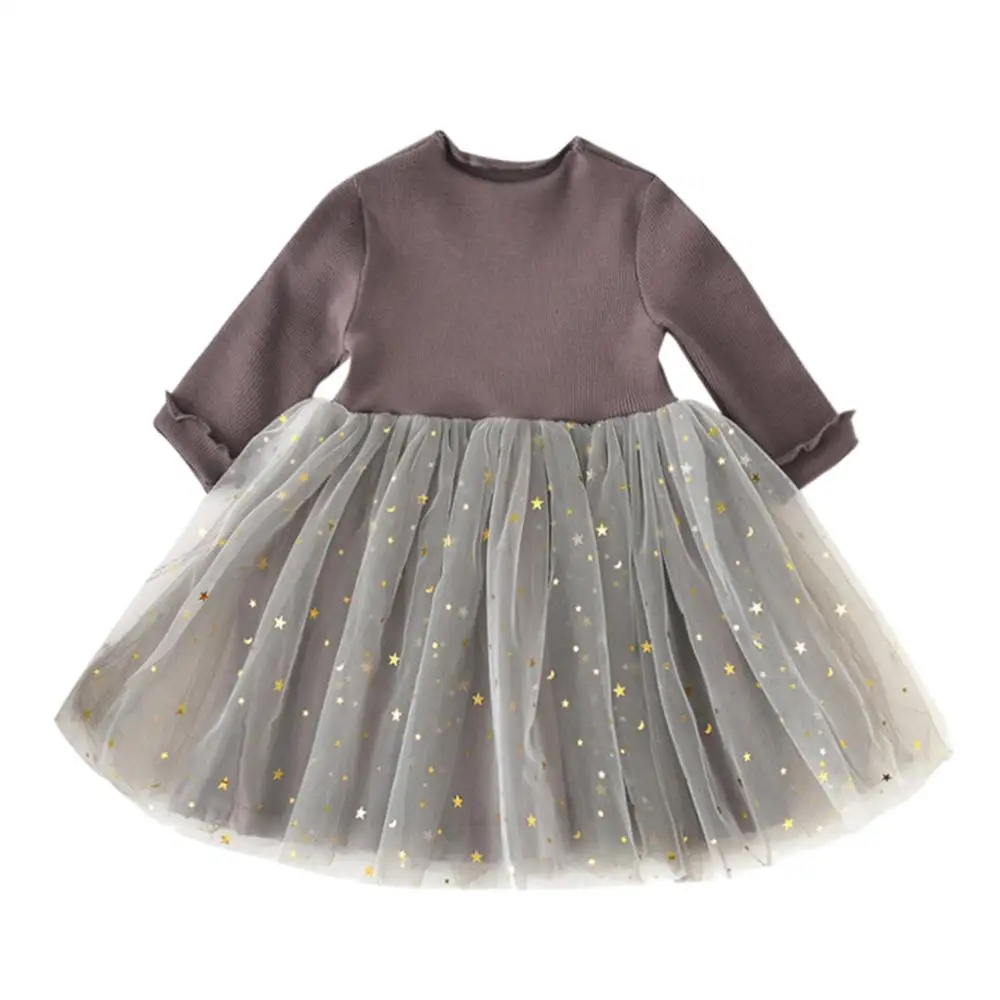 CHAMSGEND/детская одежда для маленьких девочек; хлопковое платье принцессы с длинными рукавами и фатиновой юбкой; DEC20 P30