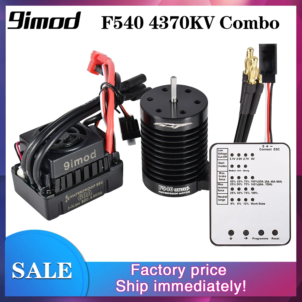 TIM® Zerone ensemble ESC moteur F540 4370KV RC moteur balai 60A ESC étanche T connecteur moteur