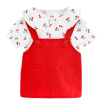 

Fashion New Summer Baby Girl Clothes Suit Children Cotton Cute Shirt Strap Dress 2Pcs/set Toddler Casual Costume Kids Tracksuits