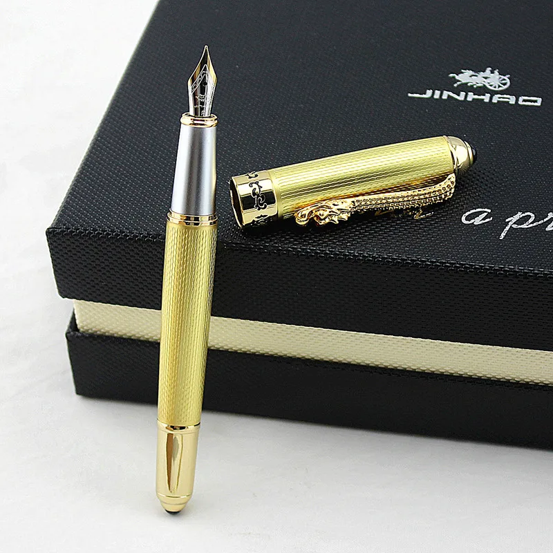 1 X передовая перьевая ручка Jinhao с золотыми резными волнистыми линиями клипса