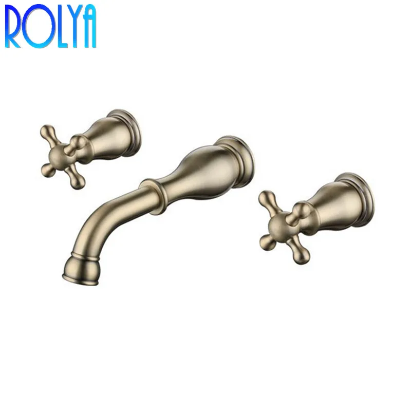 Bronze Rolya твердый латунный бронзовый в настенный смеситель для ванной комнаты Встроенная промывка бассейна Наборы для смесителей - Цвет: Bronze